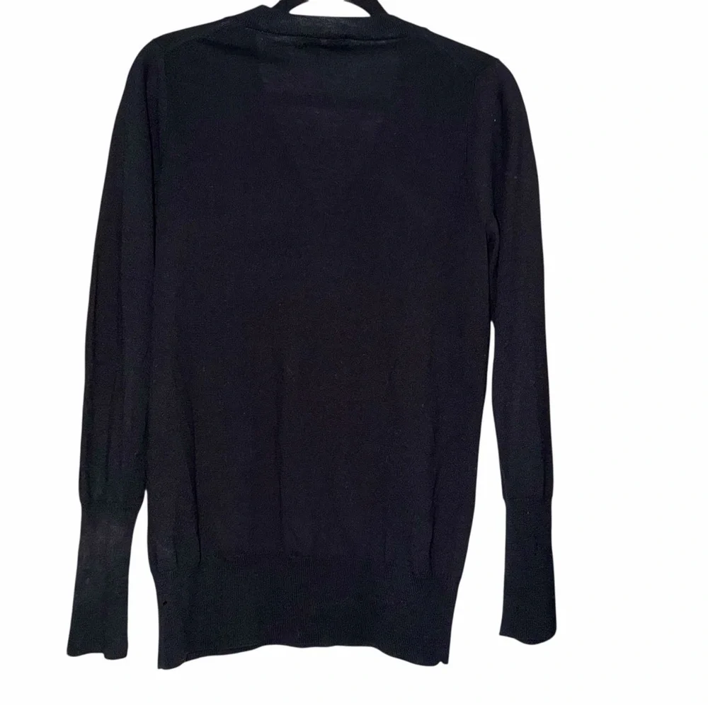 Men's J. Crew 100% Merino Wool Black V-Neck Sweater Size Medium